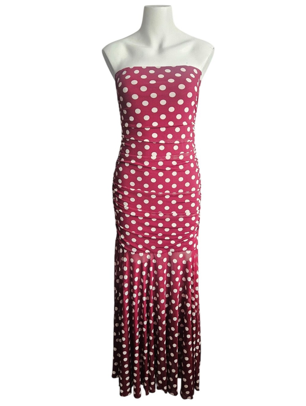 Thirty/Thirty LA Red Polka Dot Strapless Dress Sz Large Wedding Guest Whimsy NWT